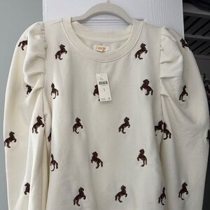 NWT Anthropologie Maeve Horse embroidered sweatshirt size medium
